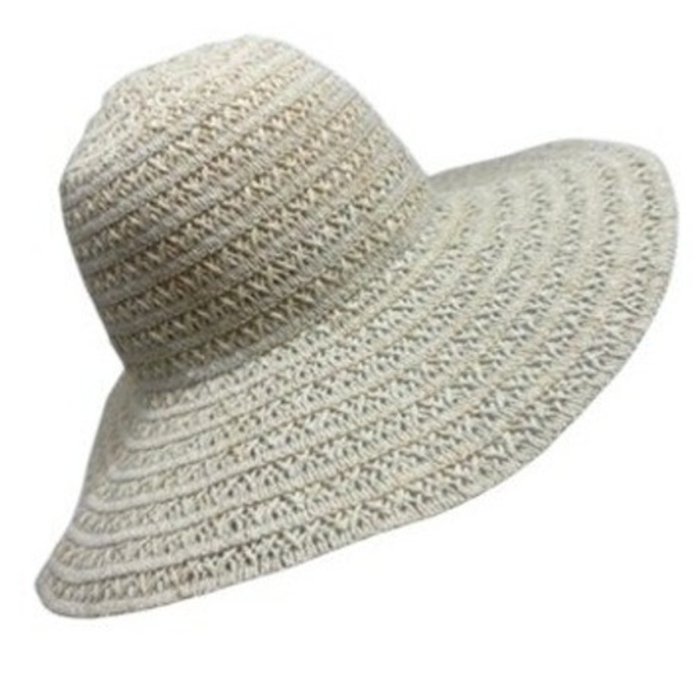 Saks Fifth Avenue Sun Hat Women OS Beige Woven Paper Straw Wide Brim Adjustable